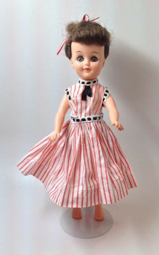 Vintage 1958 - 60 Vogue Jan Doll Brunette Ponytail 10.  5 " With Tagged Vogue Dress