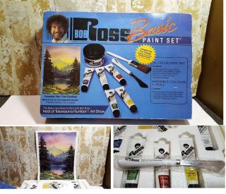 Vintage Bob Ross Basic Oil Paint Set Painting Art Kit Open Box