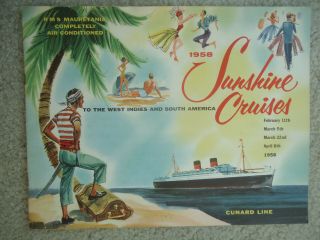 Cunard Line - Rms Mauretania - Sunshine Cuises - Brochure - 1958