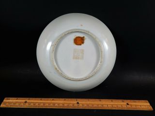 Antique Chinese Famille Rose Saucer Dish Plate Red Reign Mark And Wax Seal