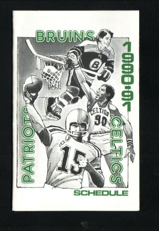 Boston Bruins & Celtics - - Ne Patriots - 1990 - 91 Pocket Schedule - Greater Boston Bank