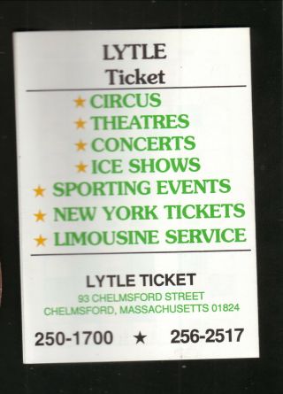 Boston Bruins & Celtics - - 1991 - 92 Pocket Schedule - - Lytle Ticket 2