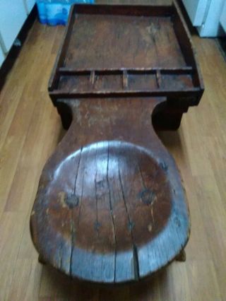 True Antique Early Wooden Primitive 1800s Cobblers Tool Work Bench & Drawer