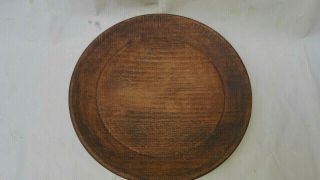 Old Antique Primitive Wooden Bowl Round Plate 2