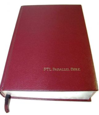 Vtg Holy Bible Ptl Parallel Edition Kingjames Version & Living Bible Leather - Sh1