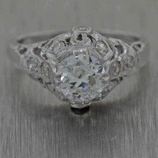 1930s Antique Art Deco Estate 18k White Gold 1.  10ctw Diamond Engagement Ring