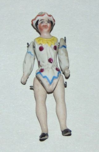 Antique Miniature Tiny Bisque Pierrot Doll Clown
