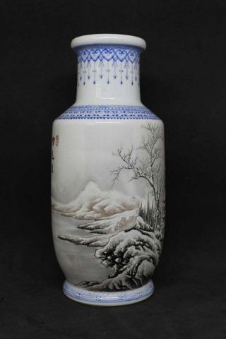 Chinese Republic Period Porcelain Vase With Snow Scene