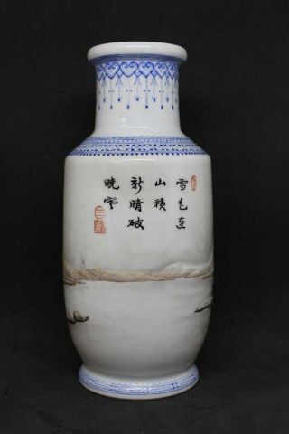Chinese Republic Period Porcelain Vase With Snow Scene 3