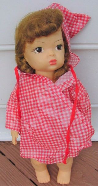 Vintage 16 " Terri Lee Auburn Hair,  Hard Plastic Doll In Rain Cape,  1950s,  Nr