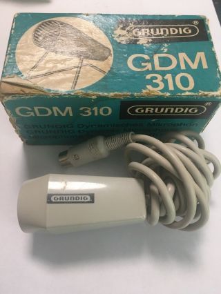 Grundig Gdm 310 Vintage Dynamic Microphone W/ Cable Made In Germany