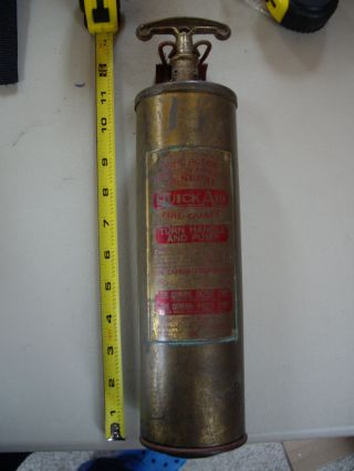 Vintage General Quick - Aid Fire Guard 85hd Brass Extinguisher W/bracket Empty