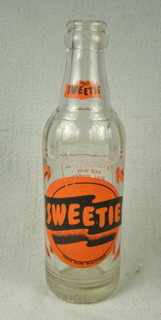 Hard To Find Vintage Sweetie Soda Bottle With Orange Design
