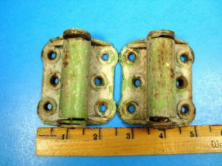 Vintage Screen Door Hinges Shabby Chippy Green Paint " Chicago Brand "