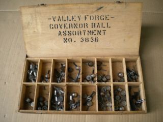 Antique Fly - Ball Governor Parts Box With Weights And Other Parts