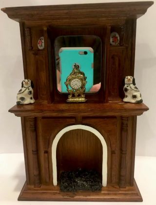 Miniature Mirrored Fireplace,  Embers,  Staffordshire Dogs,  Mantle Clock