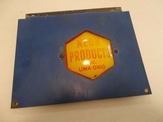 Neon Products Inc.  - Lima Ohio Glass Hexagon Emblem In Gas Pump Access Door Vintag