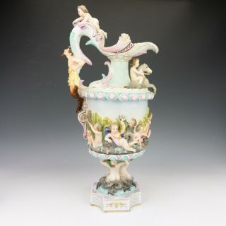 Antique Meissen Dresden Porcelain - Cherub Decorated Ewer - Unusual