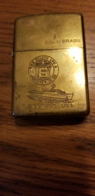 Anniversary Solid Brass Uss Duluth Lpd 6 Zippo Lighter