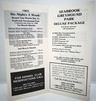 Seabrook Greyhound Park Racing Schedule 1980 Brochure 3
