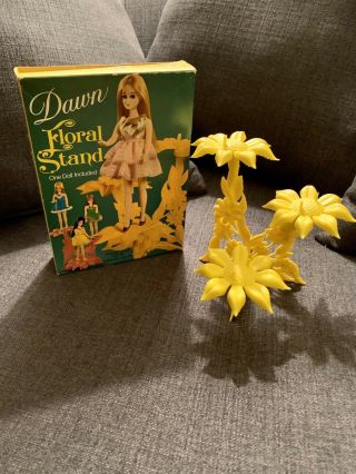 Vintage 1970s Dawn Doll Yellow Floral Stand