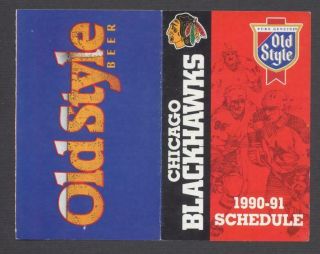 1990 - 91 Chicago Blackhawks Nhl Hockey Schedule Old Style