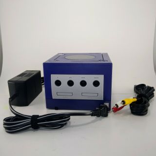 Nintendo Gamecube System Purple Great Vintage Cube Cables