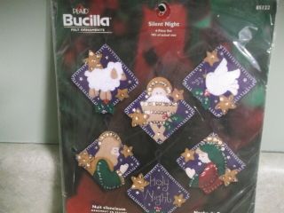 Vtg Bucilla Sequinned Felt Christmas Ornaments Kit 85122 - Silent Night - Holy Night