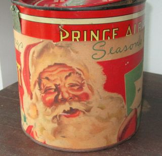 Vintage Prince Albert Tobacco Tin Can Christmas Santa Label Seasons Greetings