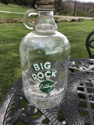 Vtg Glass Half Gallon Big Rock Lithia,  Spring Water,  Glass Half Gallon