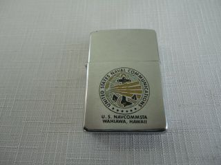 Vintage U.  S.  Navcommsta Wahiawa,  Hawaii Military Zippo Lighter (us Navy)