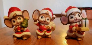 Vintage Homco Three Christmas Santa Mice Mouse 5405.  Label