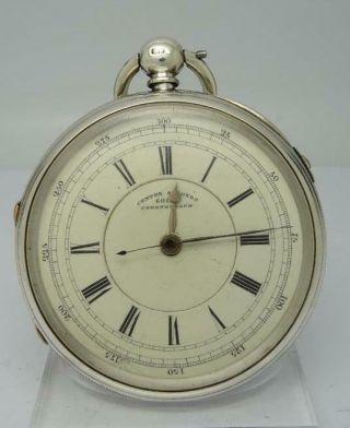 Large Antique Mens Silver Pocket Watch Centre Seconds Chronograph 58mm C1880