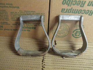Vintage Aluminum Western Saddle Stirrups Collectable Horse Leather Wrapped
