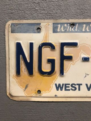VINTAGE WEST VIRGINIA LICENSE PLATE WILD WONDERFUL NGF - 433 1986 Sticker 2