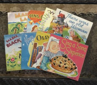 8 Vintage Geraldine Clyne Nursery Rhyme Pop - Up Books