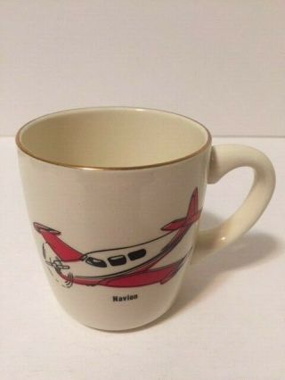 Vintage Airplane Ceramic Gold Rim Coffee Cup Mug Navion Usa