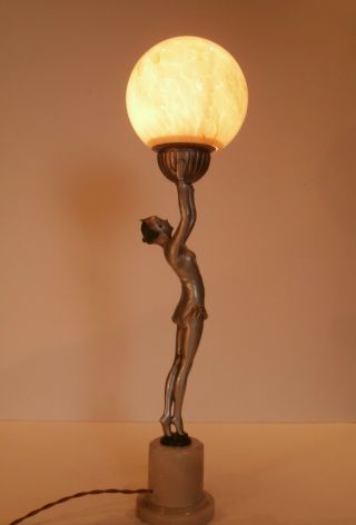 Art Deco Spelter Lady Lamp Lorenzl Style