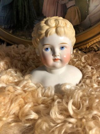 Antique German Blonde China Doll Head.  Head Only /as Is