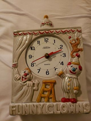 Vintage Sunbeam Funny Clowns Wall Clock