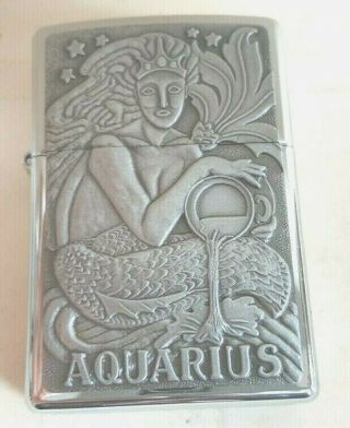 Zippo 1998 Aquarius Zodiac Series Chrome Unlit