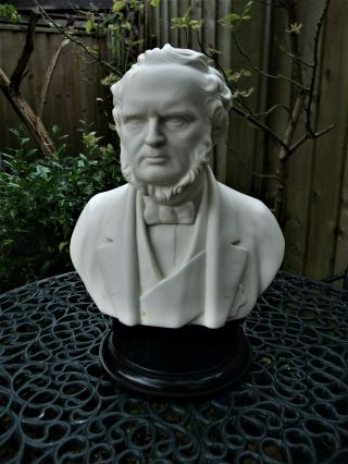 Antique 19thc Large Adams Parian Bust " Lord Derby " C1867 - British Prime Minister