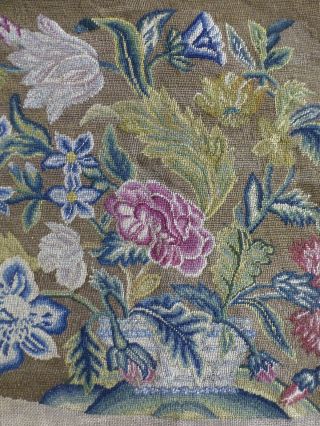 Antq Victorian Edwardian Needlepoint Chair Seat Cover English Country House (1)