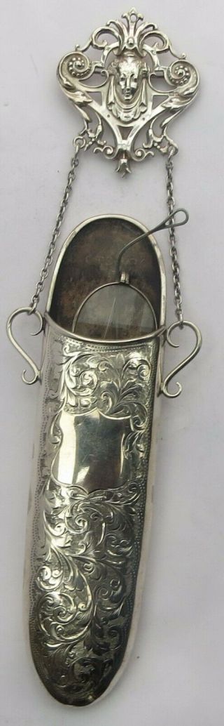 Fine Victorian English Silver Chatelaine Spectacle Case C.  1900