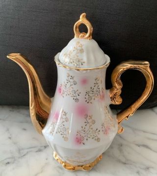 Vintage Porcelain Teapot Floral Pattern Gold Trim Porcelain Japan