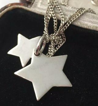 Vintage Jewellery Lovely Sterling Silver Dangling Stars Pendant & Chain