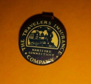 Vintage Advertising Pen Clip Travelers Insurance Company W/train Hartford Conn.