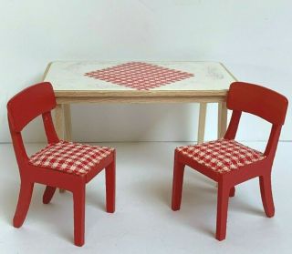 Vintage Lundby Dollhouse Miniature Furniture Kitchen Table 2 Chairs