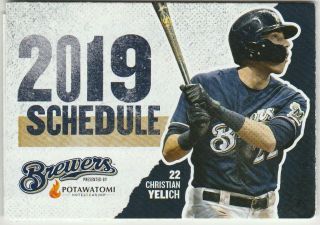 2019 Milwaukee Brewers Pocket Schedule (miller Lite Ad)