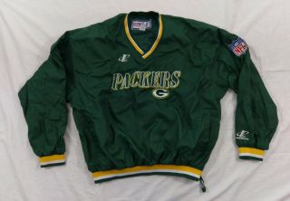 Vintage 90s Nfl Proline Green Bay Packers Logo7 Athletic Pullover Windbreaker Xl